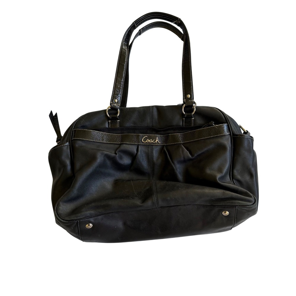 Coach Addison Black Leather Large Carryall Tote Diaper Bag F18374 Flawed Read